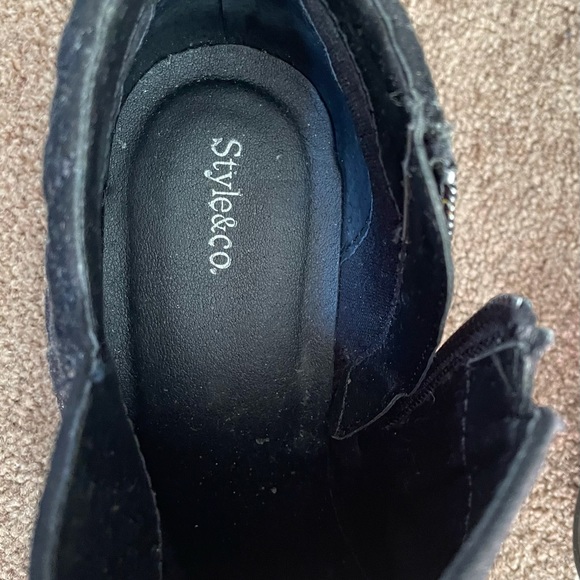 Black Faux Suede Ankle Booties - Picture 2 of 7